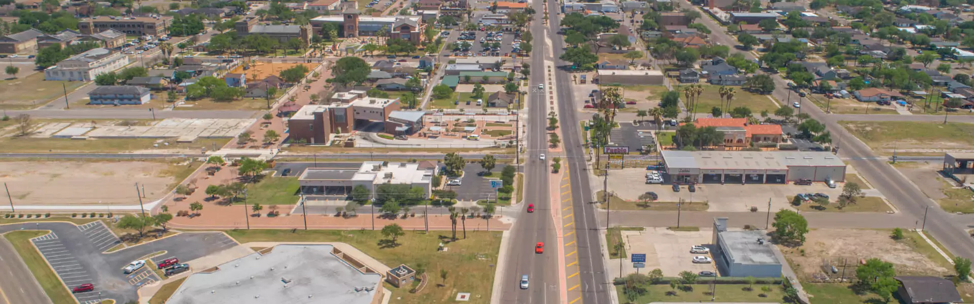 Aerial view of a vibrant urban area