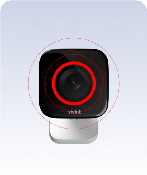 Vivint security camera with red design accents.
